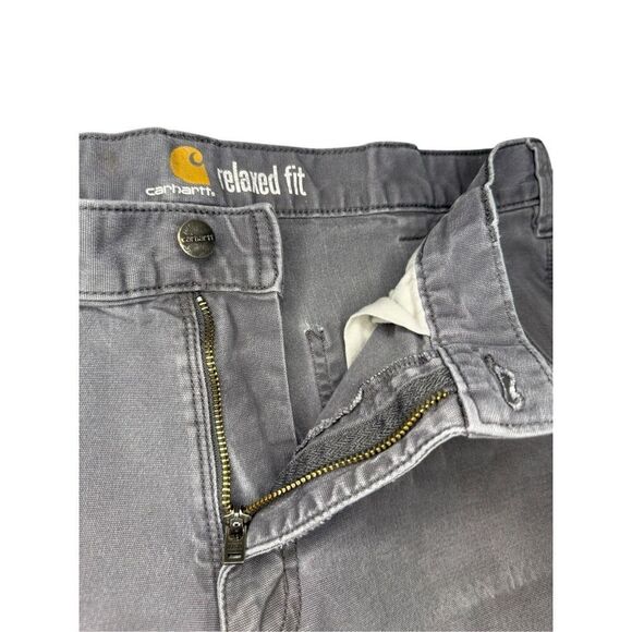 Carhartt Men’s 36x30 Relaxed Fit Gray Carpenter Pants Distressed Workwear - Picture 3 of 7
